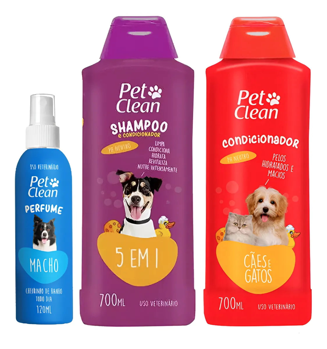 Kit Shampoo 5 Em 1 + Condicionador + Perfume Cães E Gatos