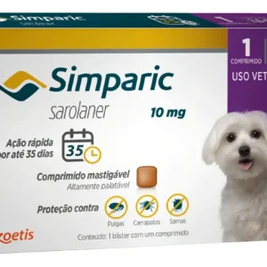 Simparic 1 Comp 10mg Pílula Antiparasitária Contra Pulgas Amarelo