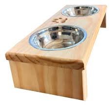 Comedouro P/ Gato Cachorro Pet Elevado Duplo 2 Potes Madeira