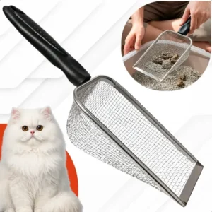 Pá Pazinha Pet Higiênica Coletora Malha Fina Para Caixa De Areia Gatos Peneira Pegador Fezes Aço Inox Homeroarte